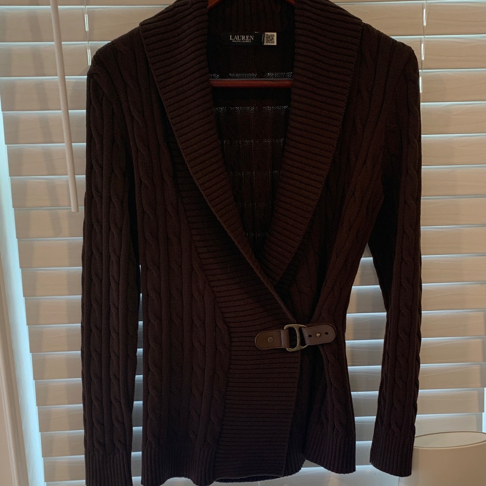 Lauren Ralph Lauren Dark Brown Belted Cardigan
